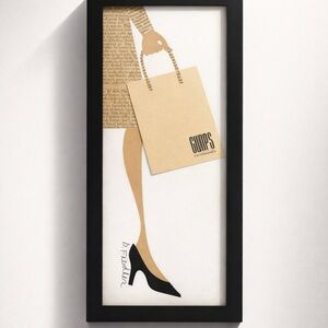 Vintage Gump’s San Francisco Framed Paper Collage Artwork by Denise Fiedler